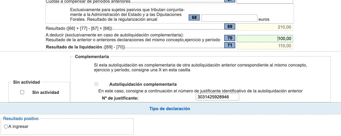 declaracion complementaria